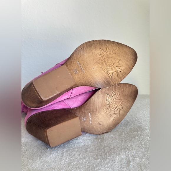 KALI SHOES Cowgirl boots fringes Stivaletti Texani Pink suede‎ 39 US 9 western - Picture 11 of 12